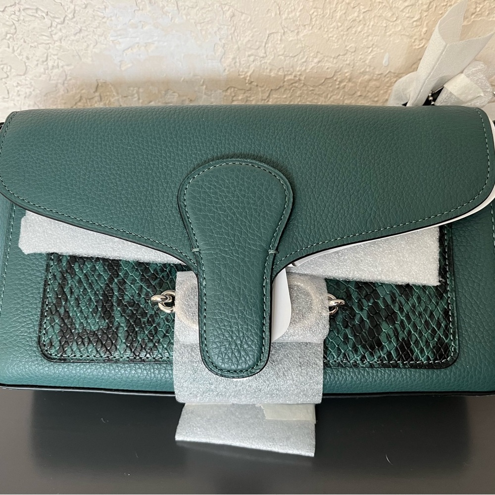 Coach purse jade green w snake